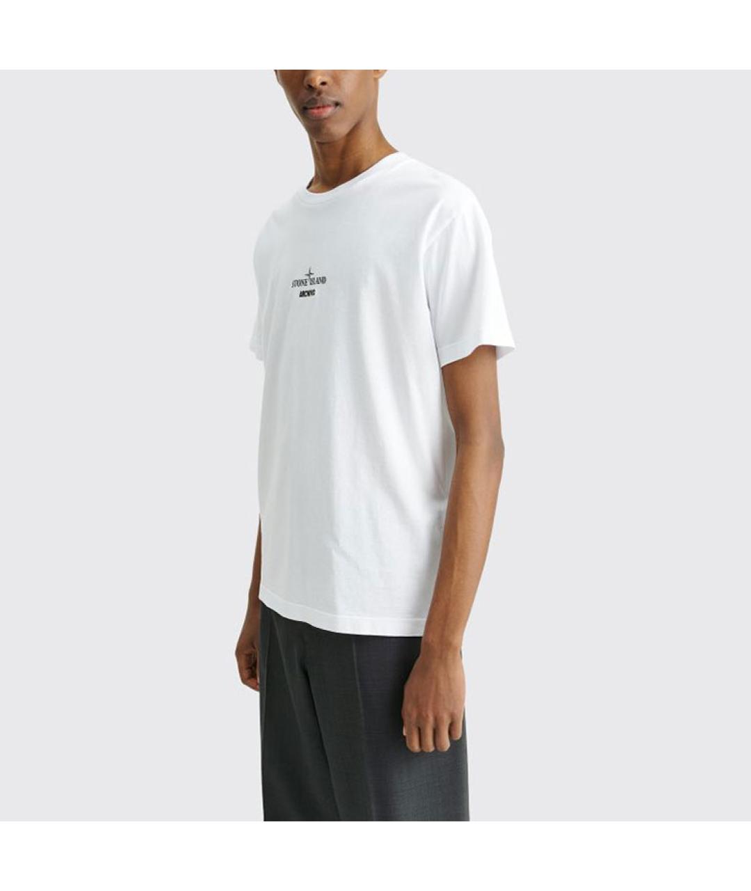 STONE ISLAND Белая хлопковая футболка, фото 5