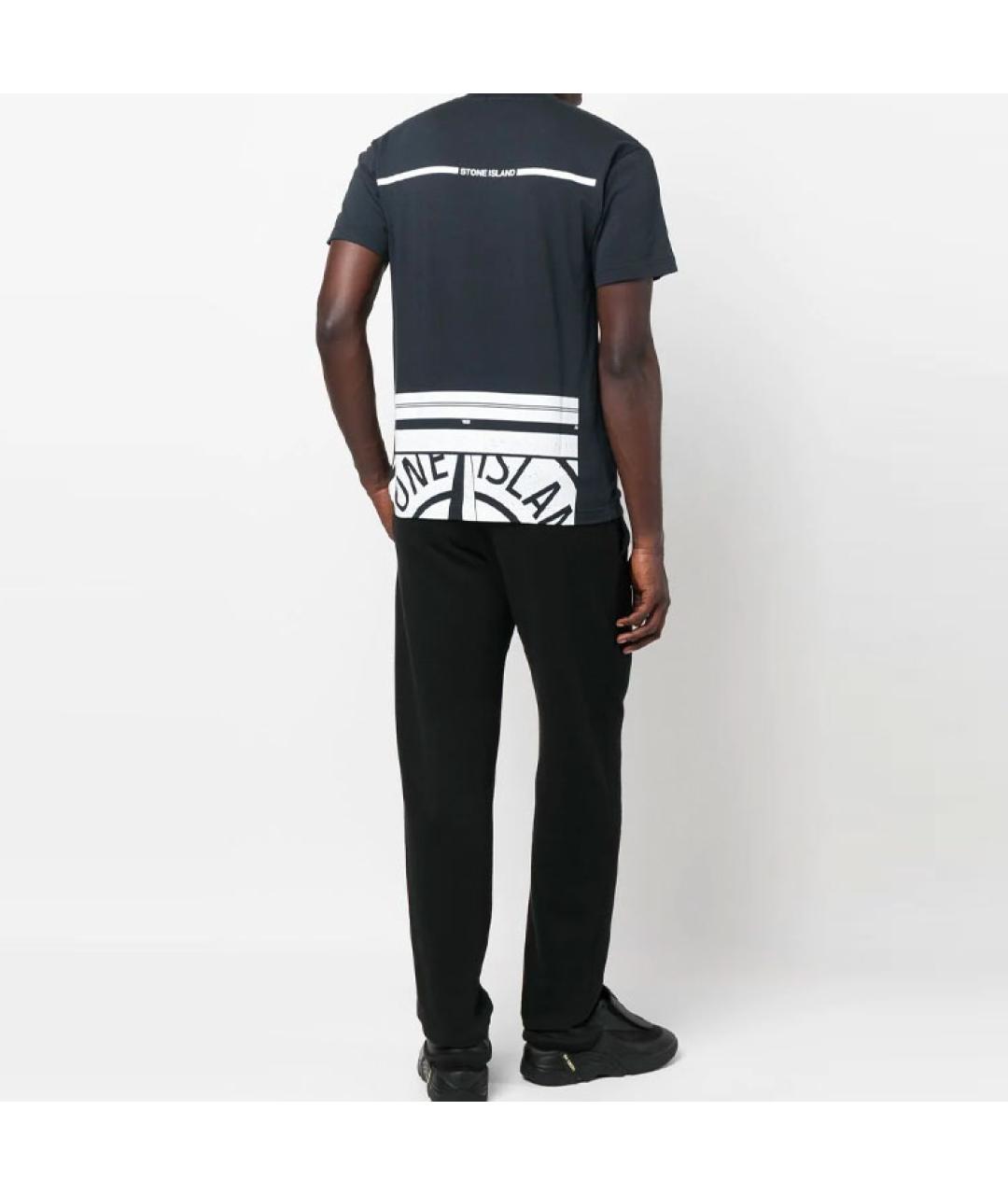 STONE ISLAND Темно-синяя хлопковая футболка, фото 3