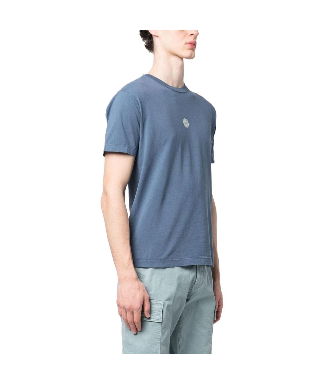 STONE ISLAND Синяя хлопковая футболка, фото 4