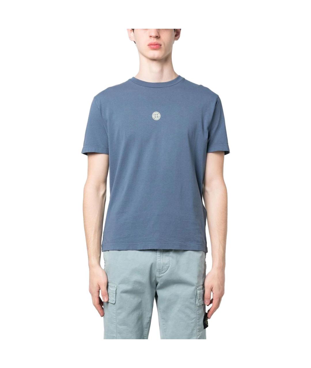 STONE ISLAND Синяя хлопковая футболка, фото 2
