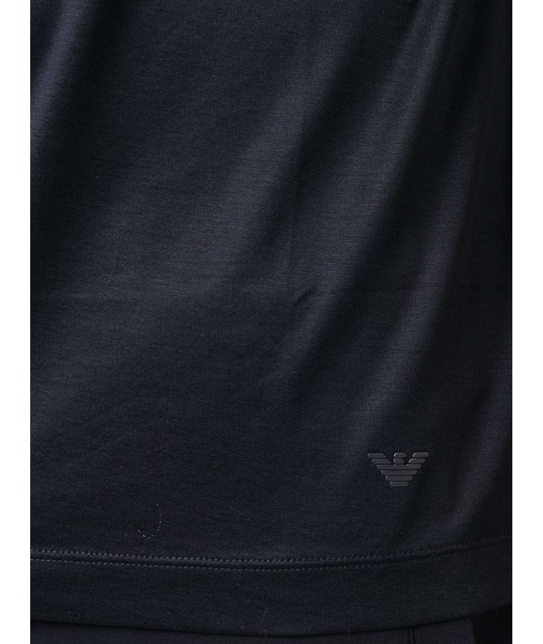 EMPORIO ARMANI Темно-синяя хлопковая футболка, фото 3
