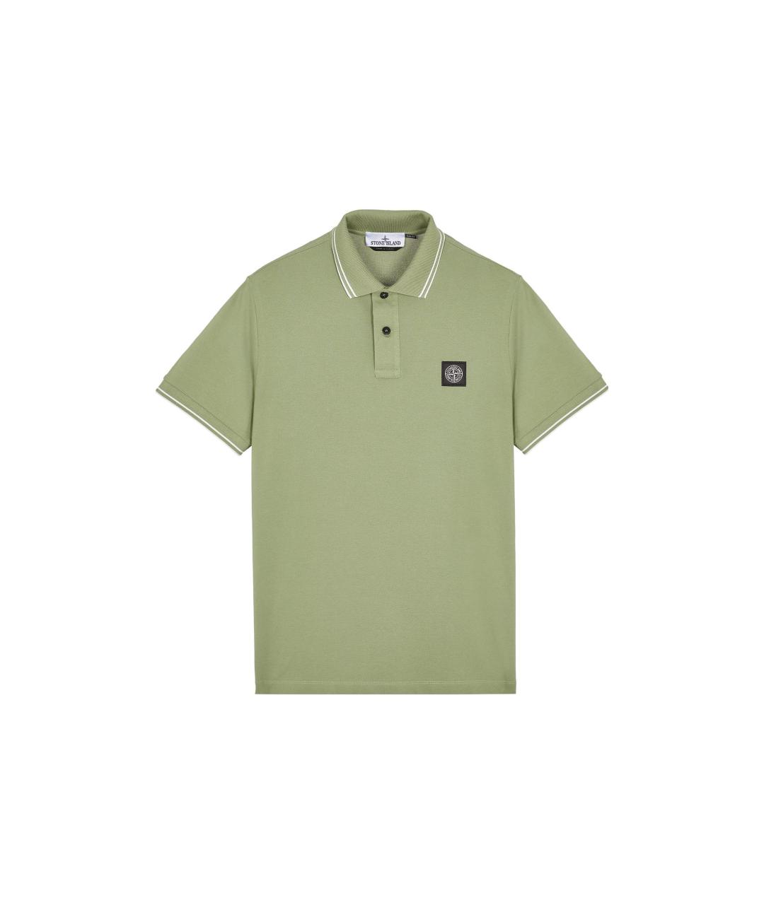 STONE ISLAND Зеленые хлопковое поло с коротким рукавом, фото 1