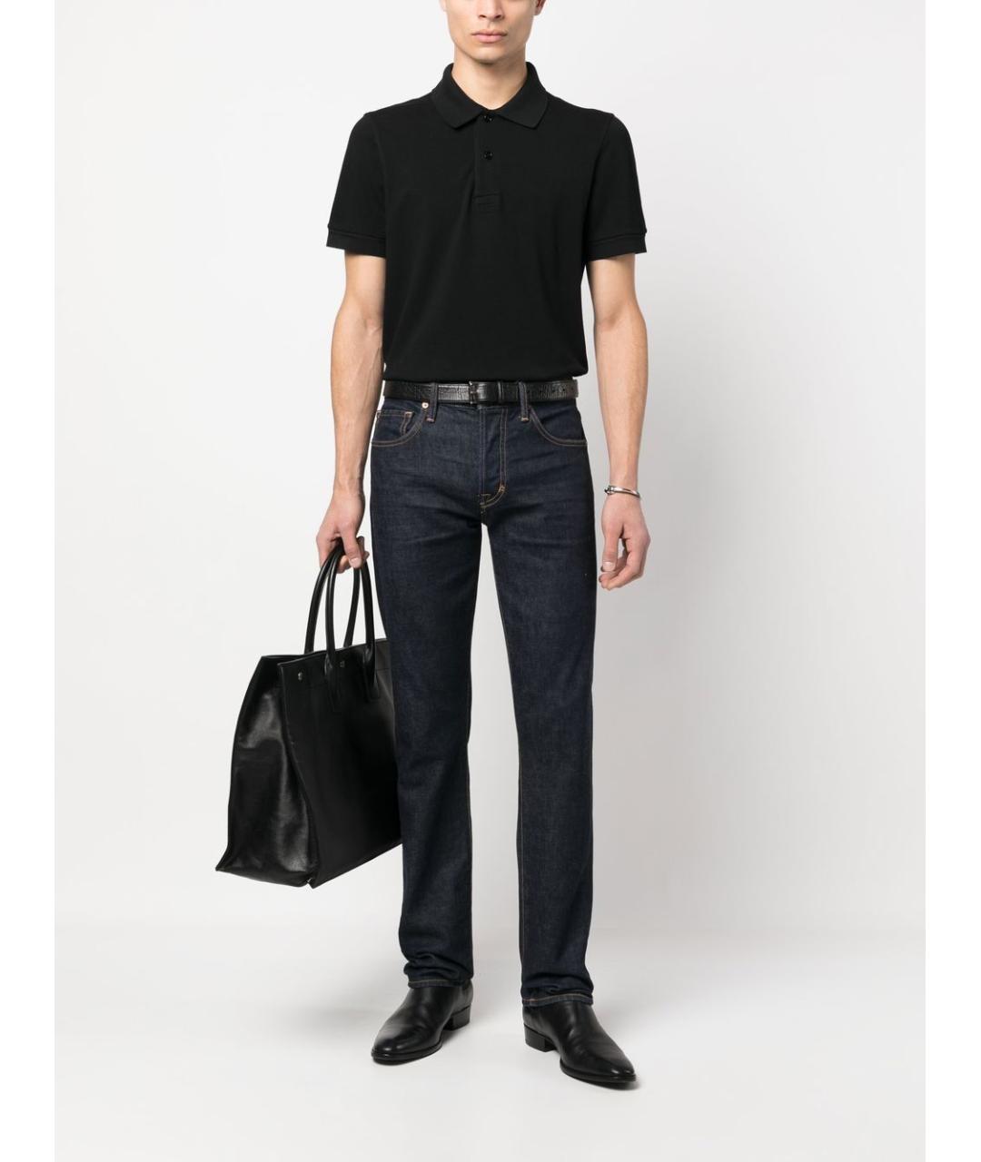 TOM FORD Черное хлопковое поло с коротким рукавом, фото 3
