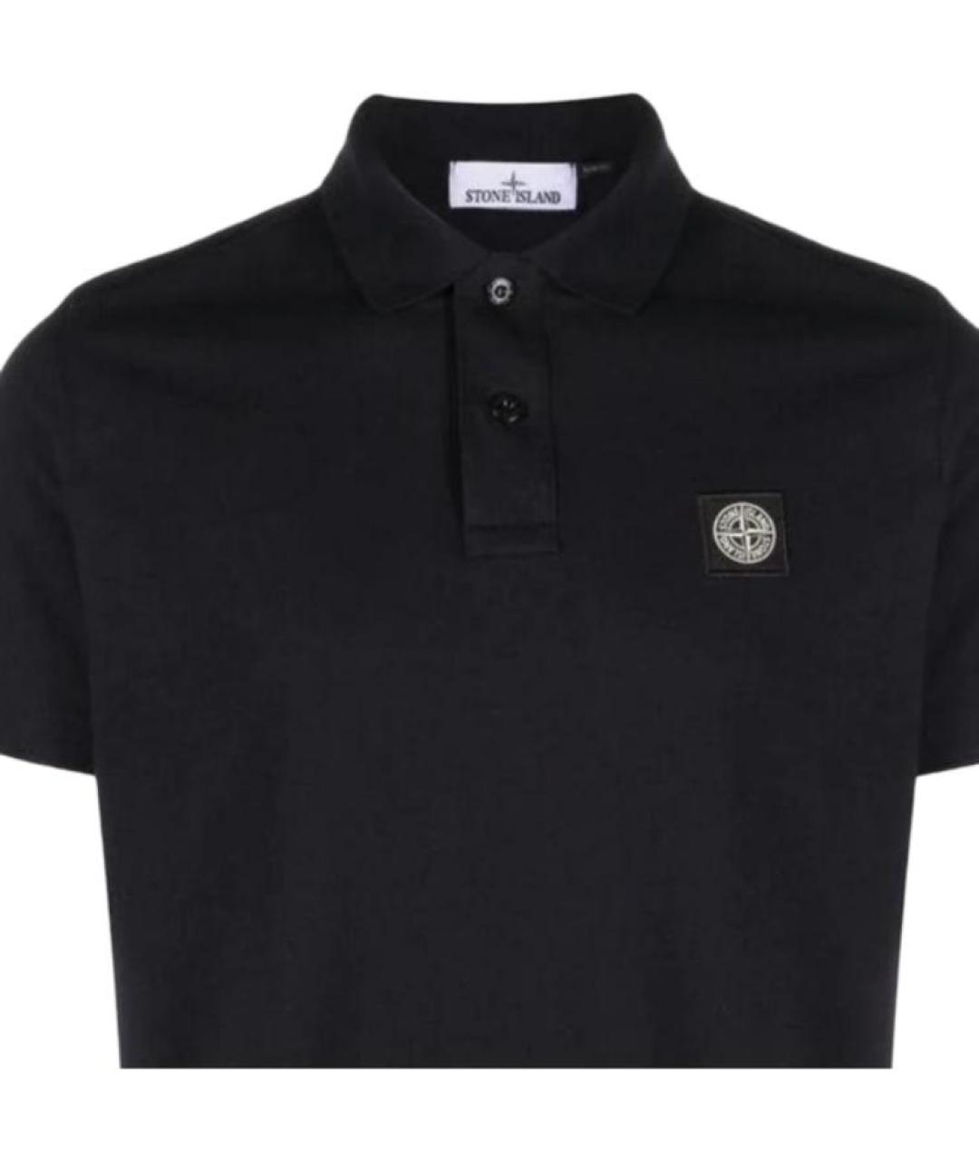 STONE ISLAND Темно-синее поло с коротким рукавом, фото 3