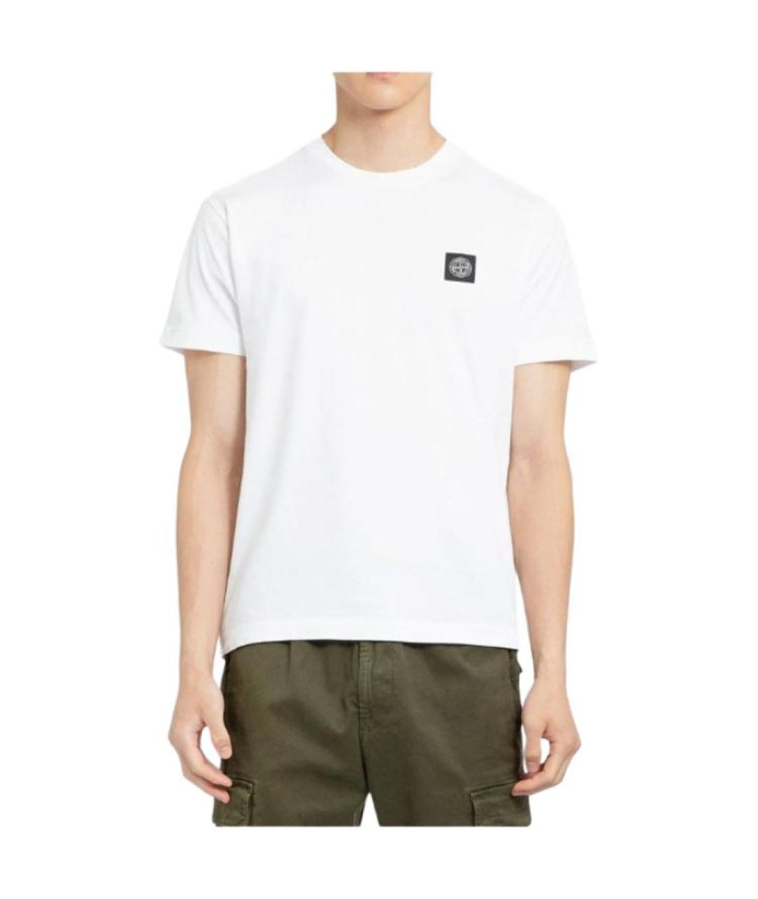 STONE ISLAND Белая хлопковая футболка, фото 5