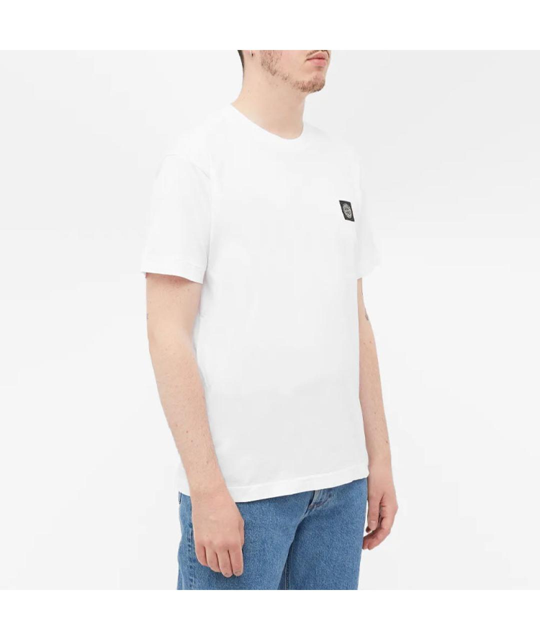 STONE ISLAND Белая хлопковая футболка, фото 4