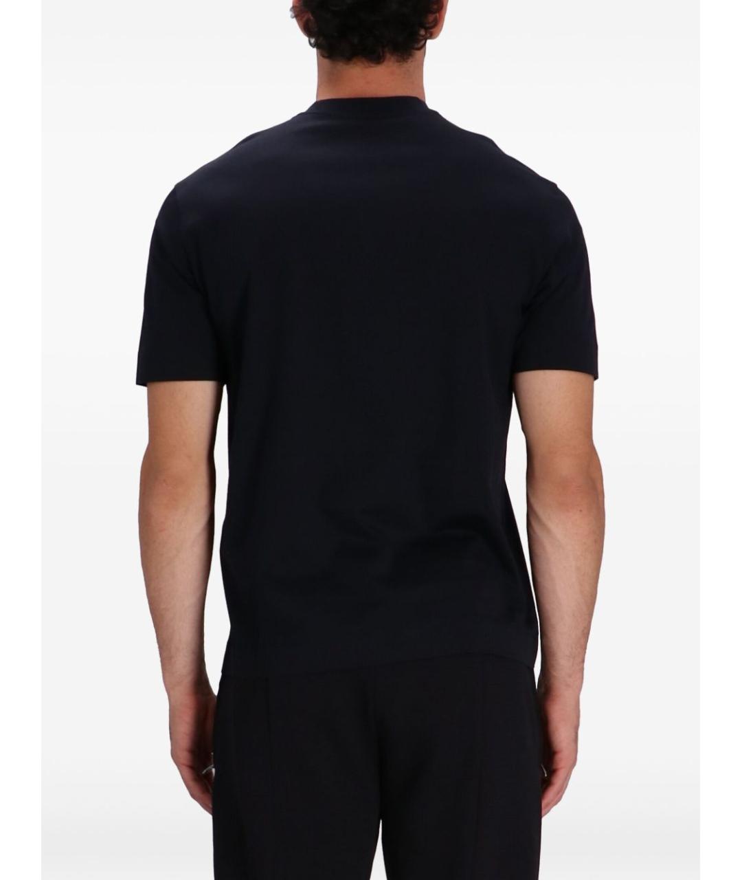EMPORIO ARMANI Темно-синяя хлопковая футболка, фото 4