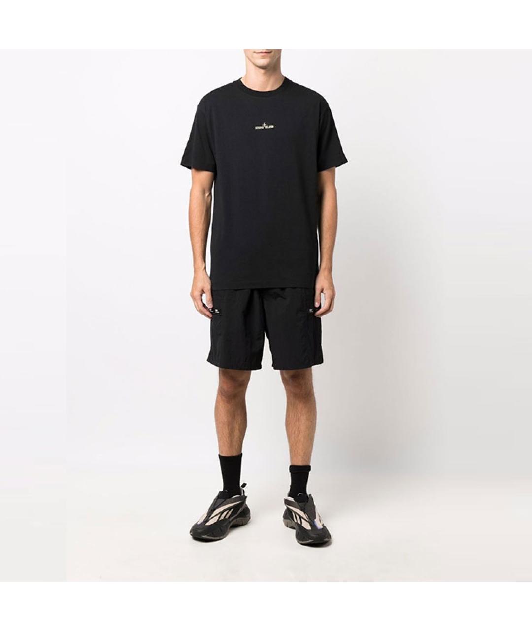 STONE ISLAND Черная хлопковая футболка, фото 2