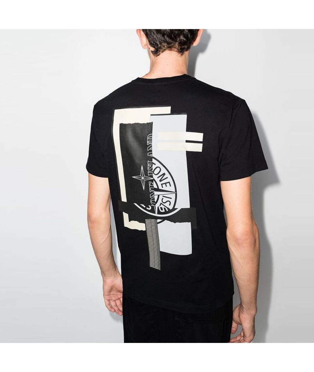 STONE ISLAND Черная хлопковая футболка, фото 5