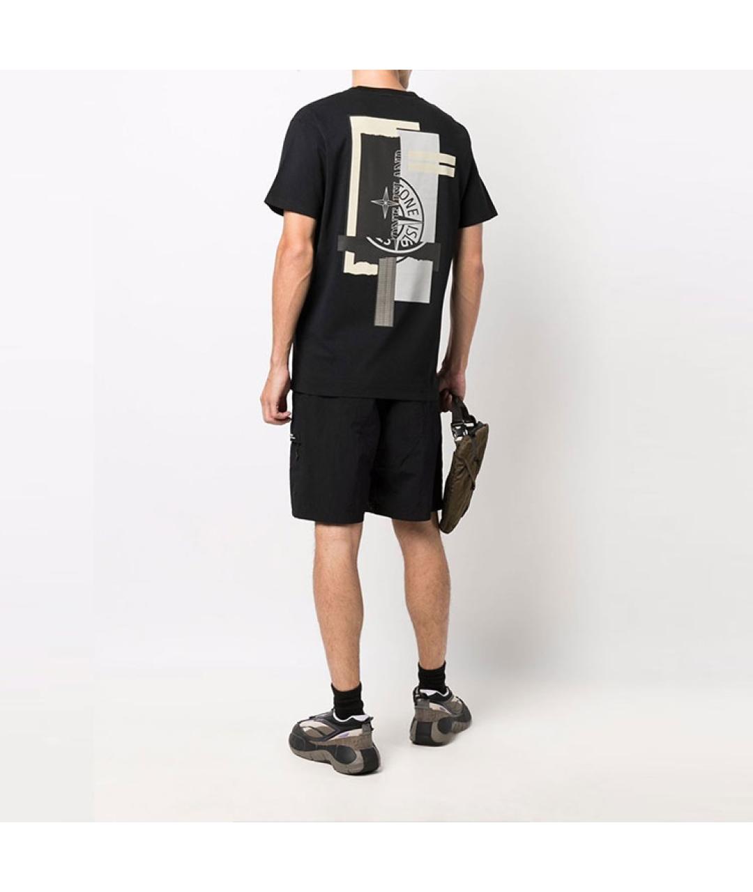 STONE ISLAND Черная хлопковая футболка, фото 3