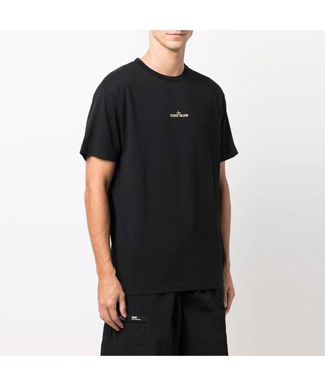 STONE ISLAND Черная хлопковая футболка, фото 4
