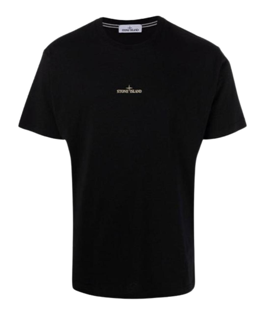 STONE ISLAND Черная хлопковая футболка, фото 1