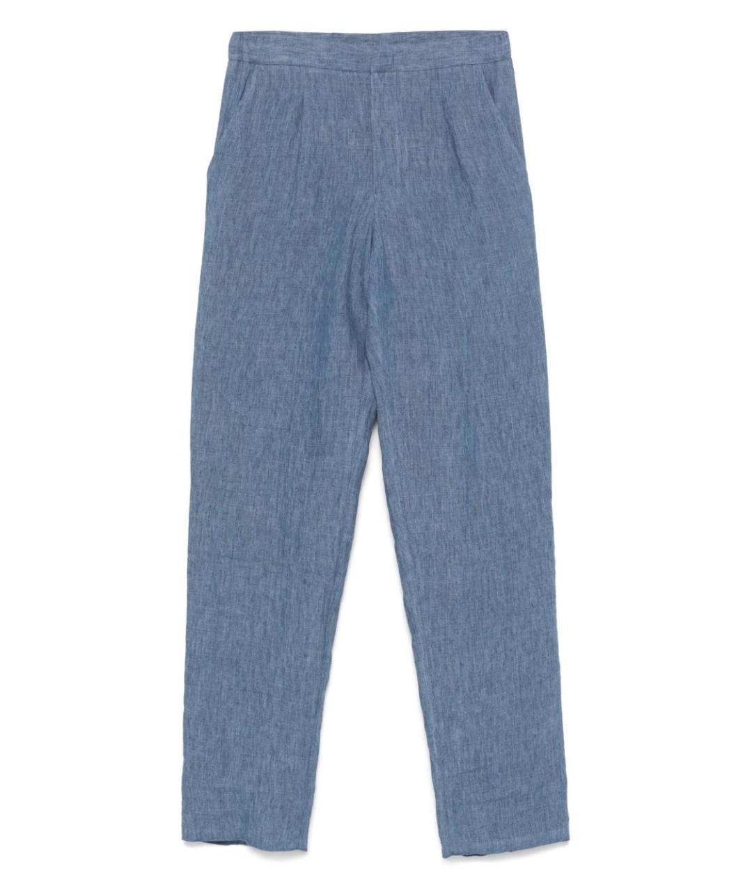 EMPORIO ARMANI Голубые льняные повседневные брюки, фото 1