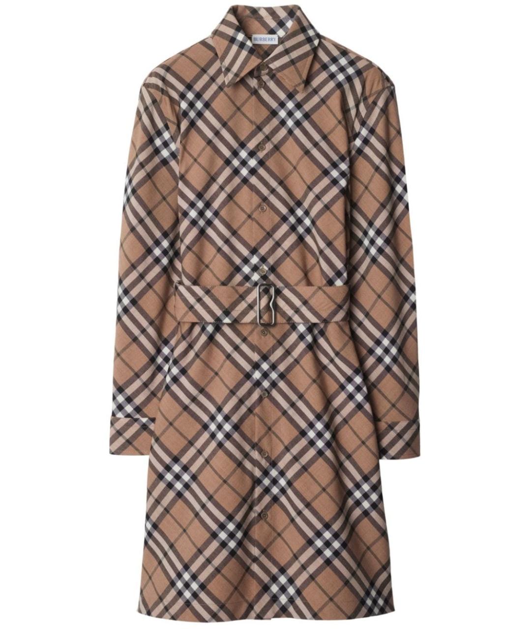 BURBERRY Коричневое шерстяное повседневное платье, фото 1