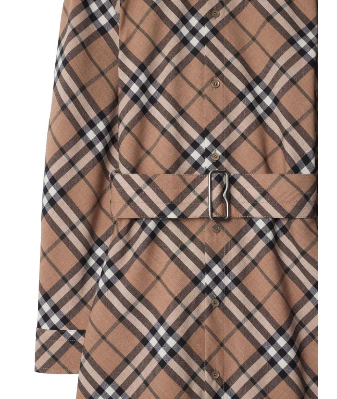 BURBERRY Коричневое шерстяное повседневное платье, фото 5