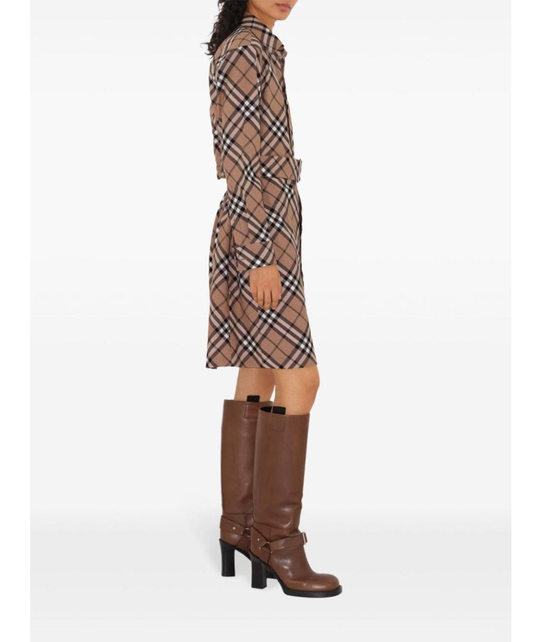 BURBERRY Коричневое шерстяное повседневное платье, фото 4