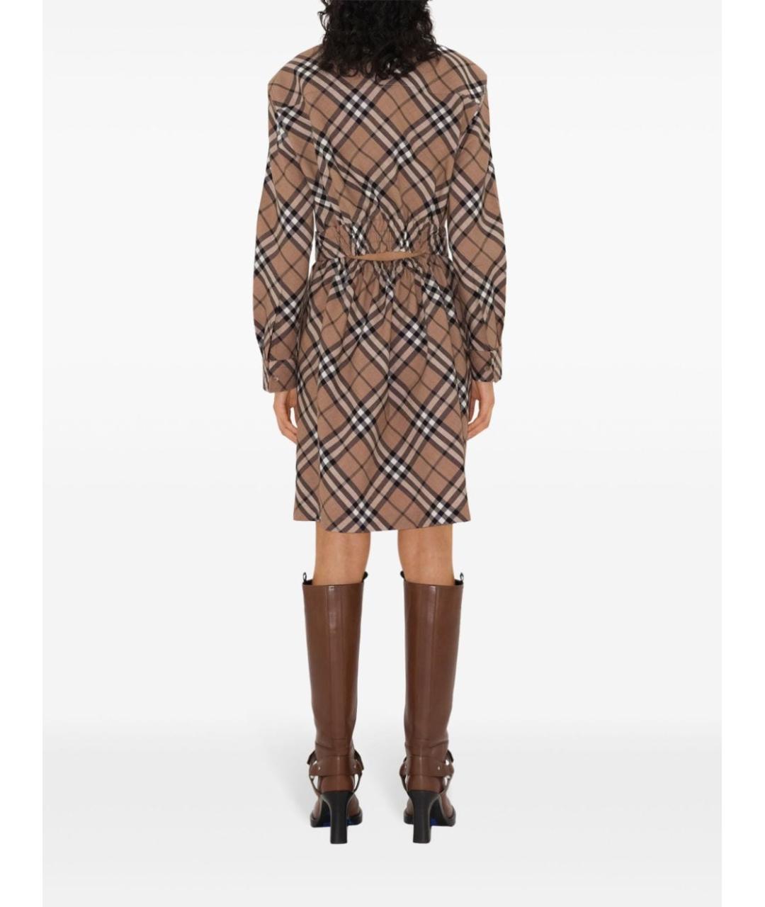 BURBERRY Коричневое шерстяное повседневное платье, фото 3