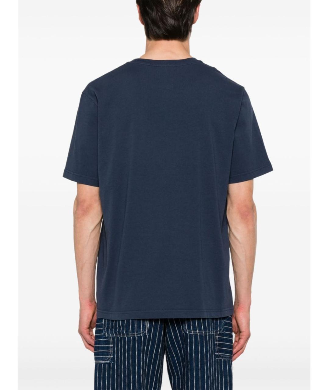 MAISON KITSUNE Темно-синяя хлопковая футболка, фото 3