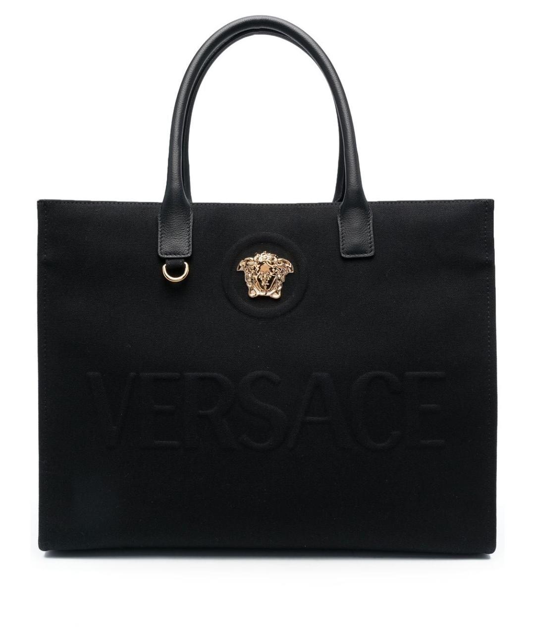 VERSACE Черная тканевая сумка тоут, фото 1