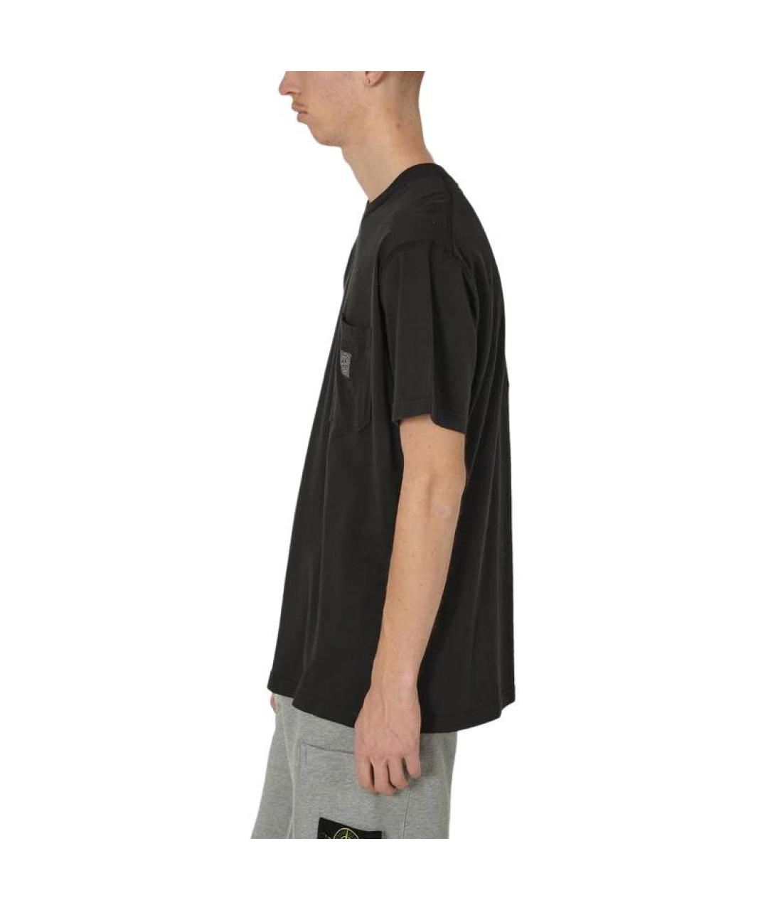STONE ISLAND Черная хлопковая футболка, фото 4
