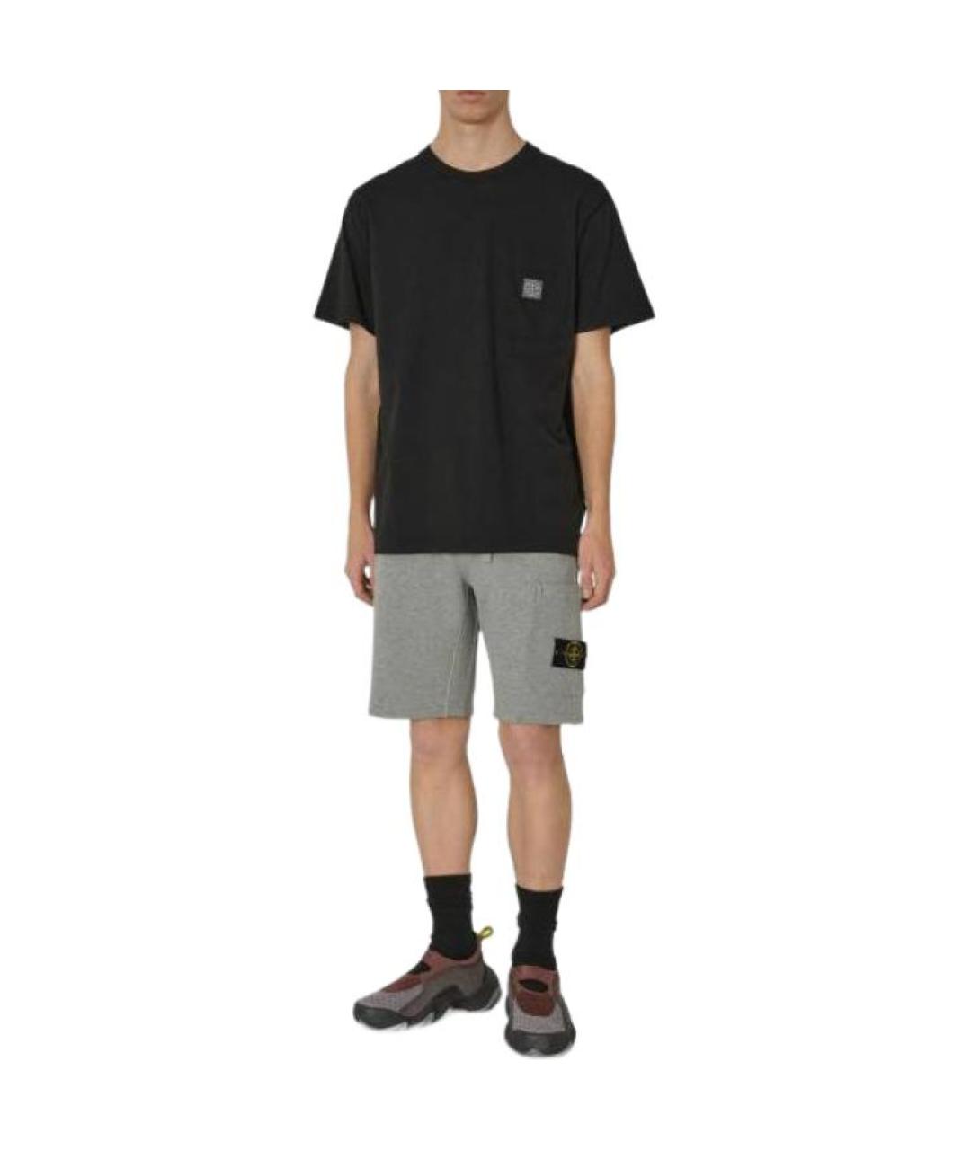 STONE ISLAND Черная хлопковая футболка, фото 3