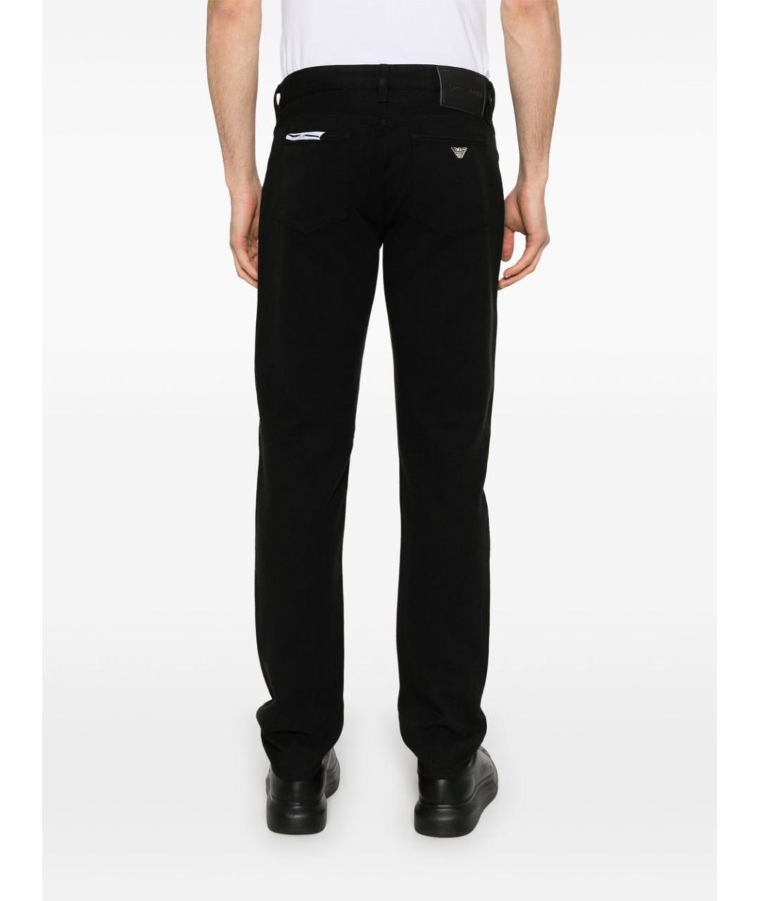 EMPORIO ARMANI Черные хлопковые прямые джинсы, фото 3