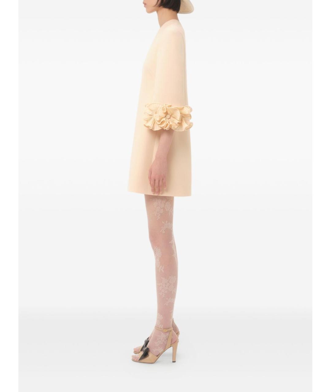 VALENTINO Бежевое шерстяное повседневное платье, фото 7
