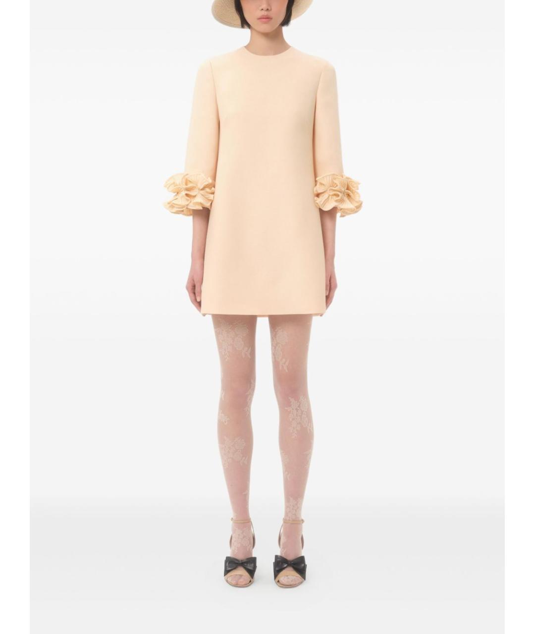 VALENTINO Бежевое шерстяное повседневное платье, фото 5