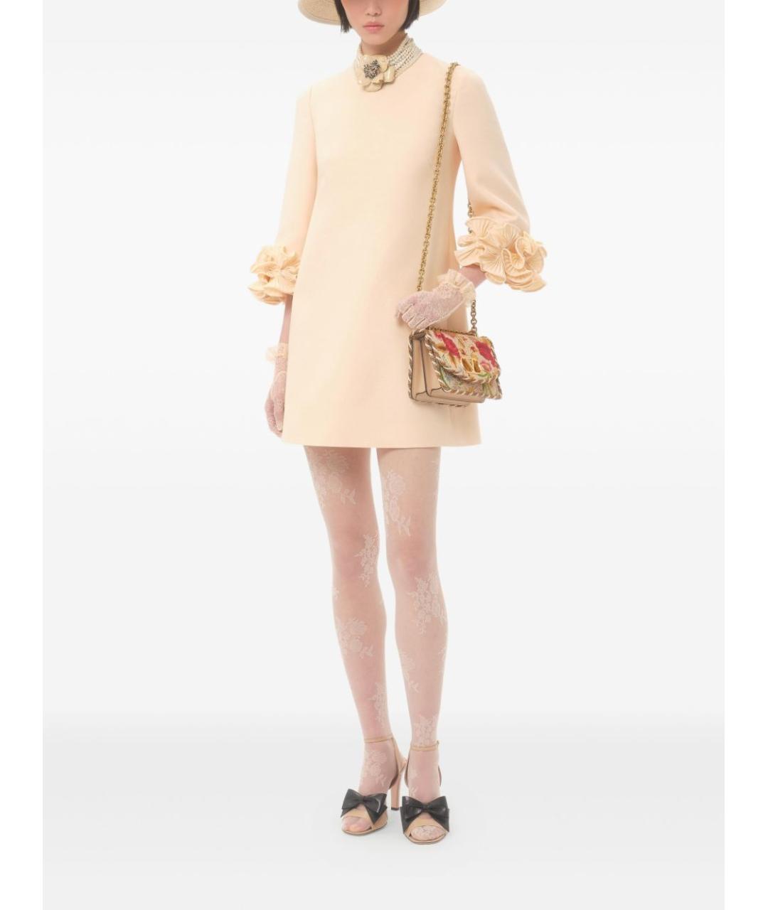 VALENTINO Бежевое шерстяное повседневное платье, фото 6