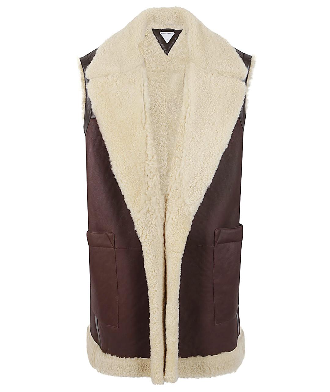 BOTTEGA VENETA Коричневый кожаный жилет, фото 1