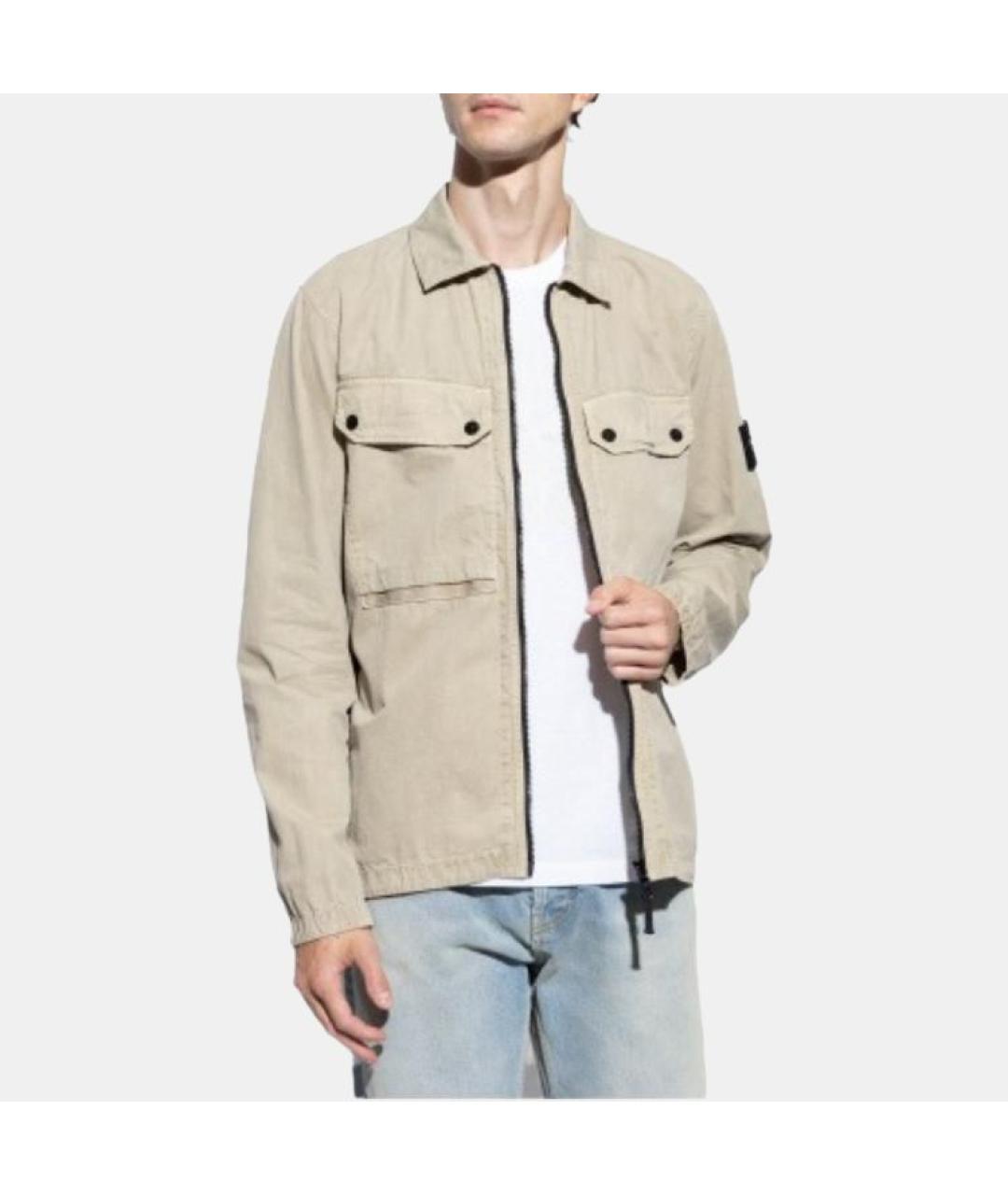 STONE ISLAND Бежевая хлопковая куртка, фото 4