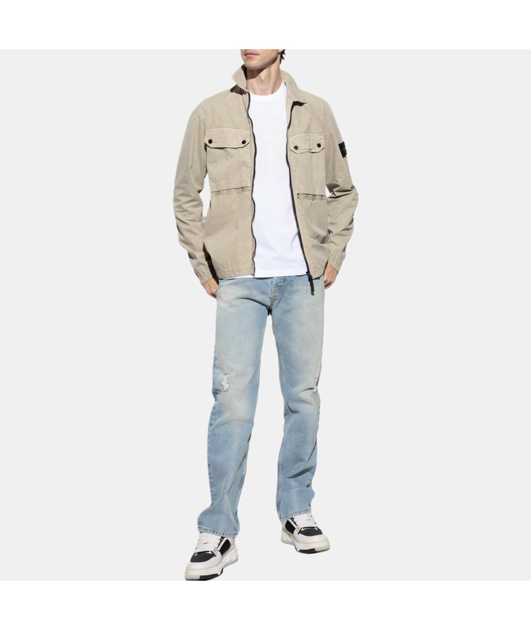 STONE ISLAND Бежевая хлопковая куртка, фото 3