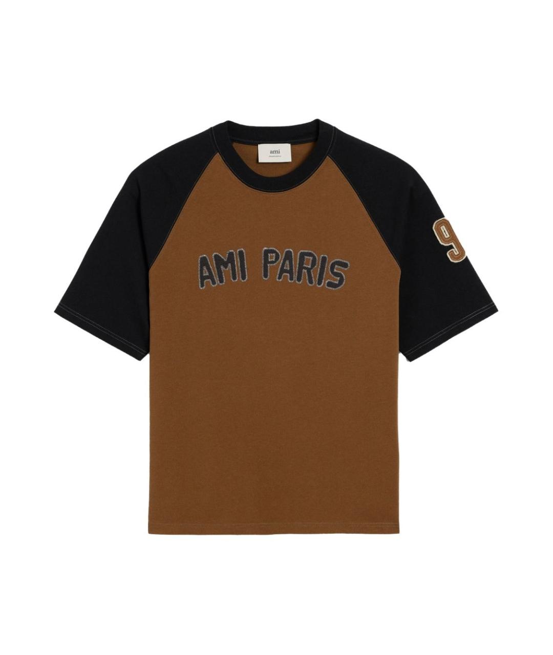 Ami Paris Коричневая хлопковая футболка, фото 1