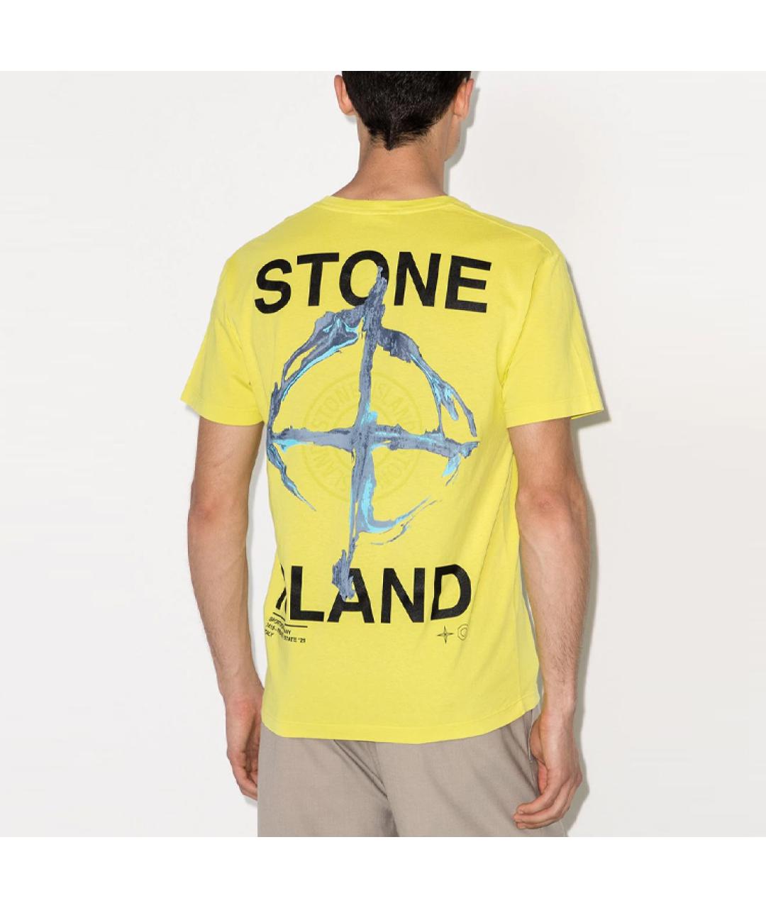 STONE ISLAND Желтая хлопковая футболка, фото 4