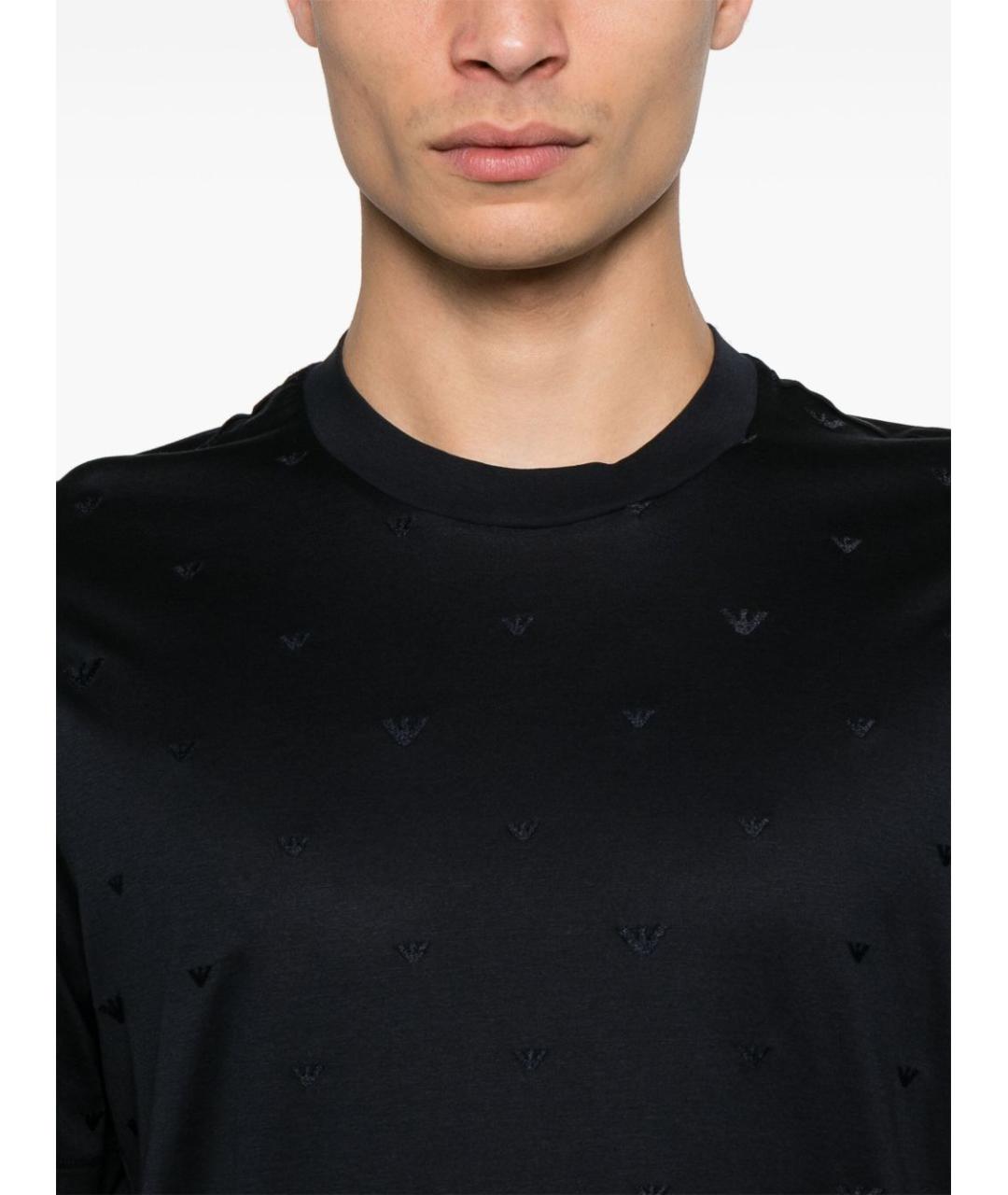 EMPORIO ARMANI Темно-синяя хлопковая футболка, фото 2
