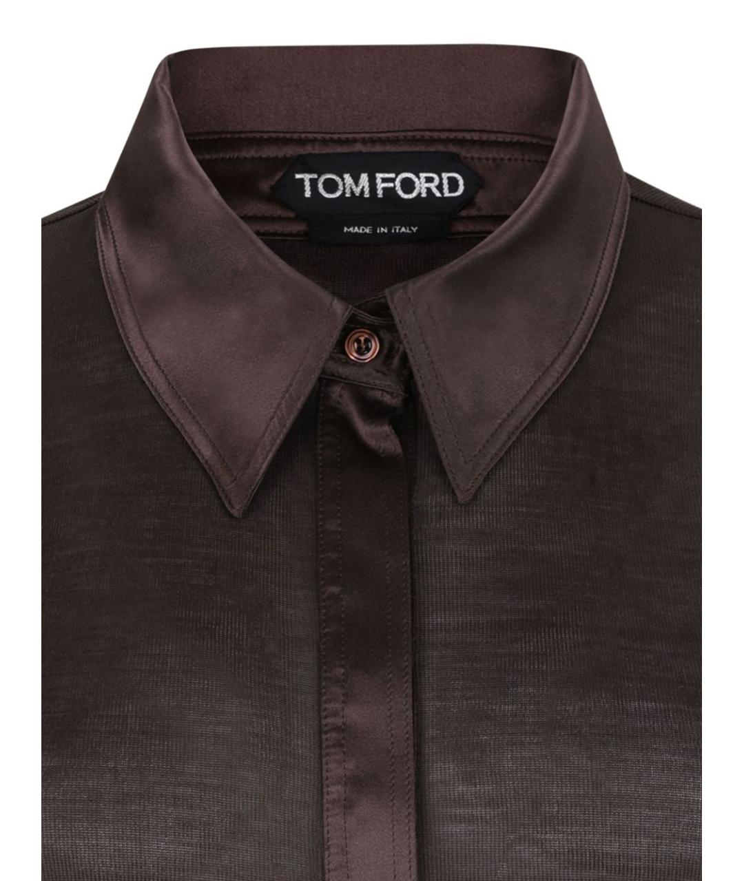 TOM FORD Коричневая шелковая блузы, фото 2