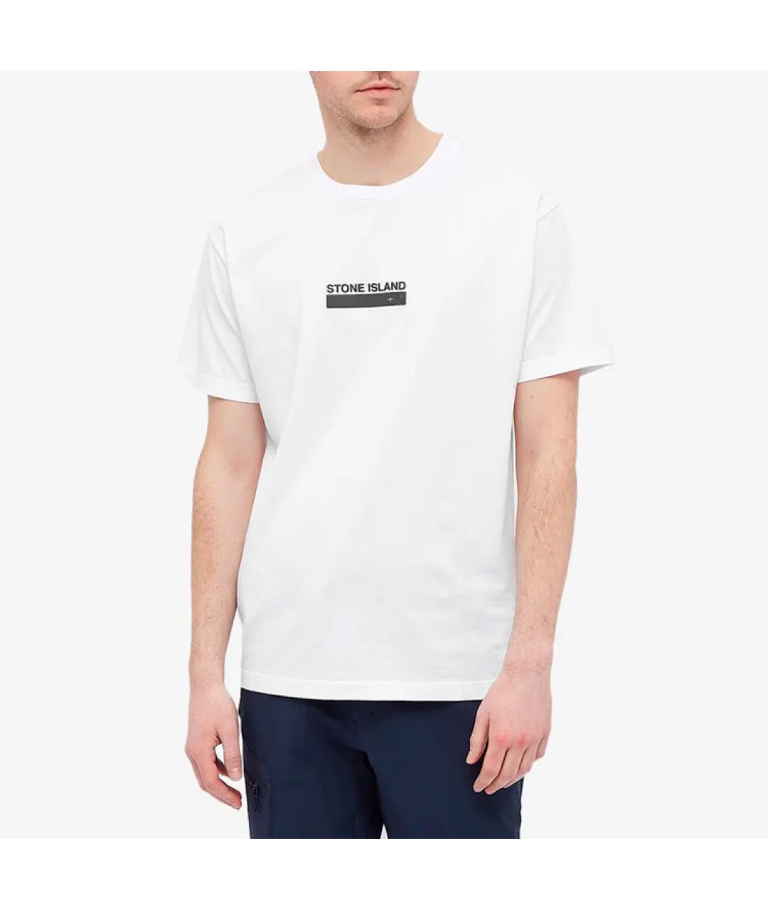 STONE ISLAND Белая хлопковая футболка, фото 3