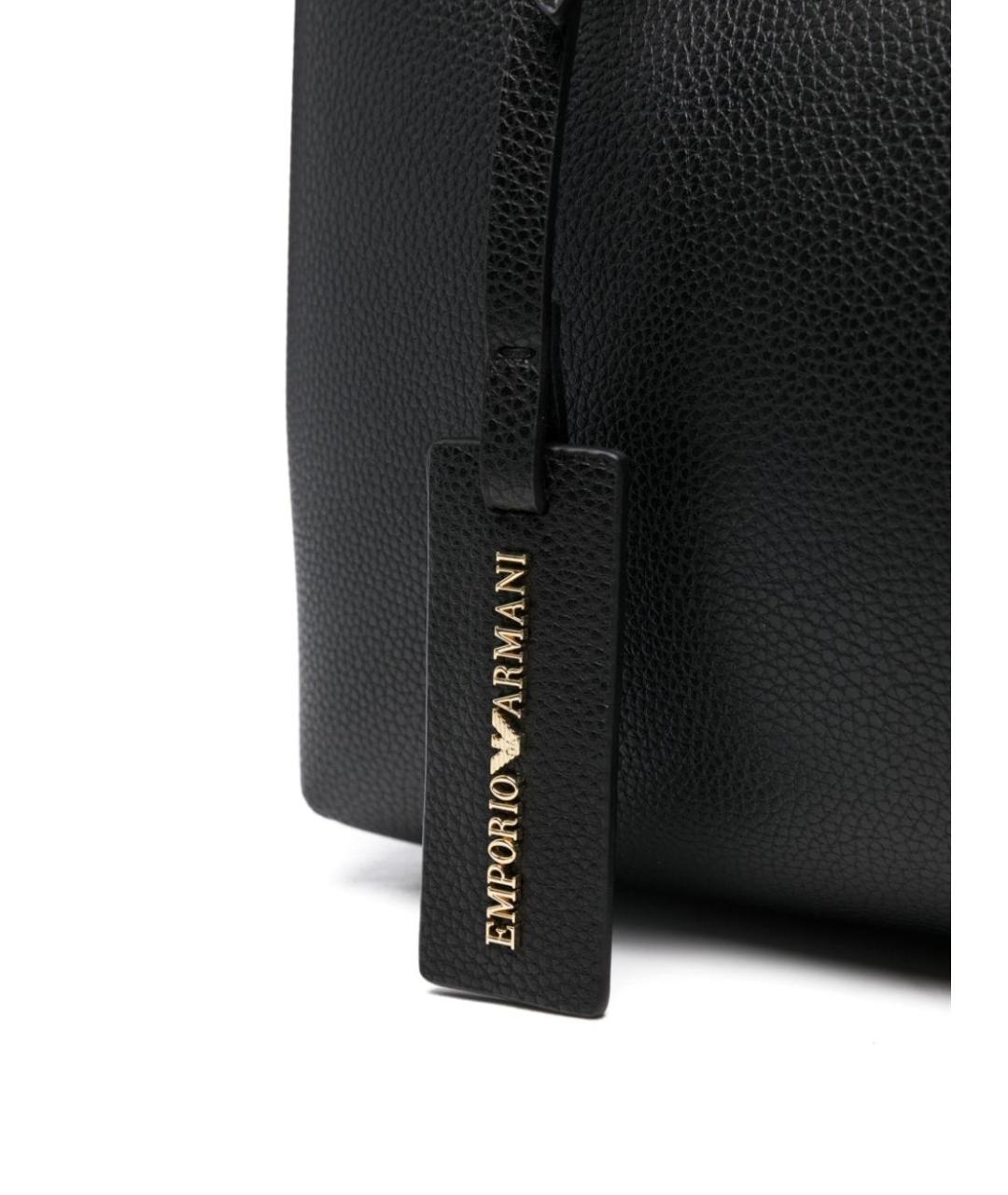 EMPORIO ARMANI Черная сумка тоут из искусственной кожи, фото 5