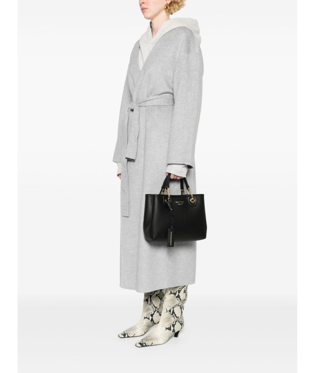 EMPORIO ARMANI Черная сумка тоут из искусственной кожи, фото 4