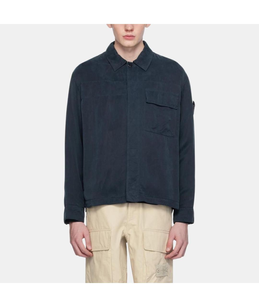 STONE ISLAND Синяя хлопковая кэжуал рубашка, фото 4