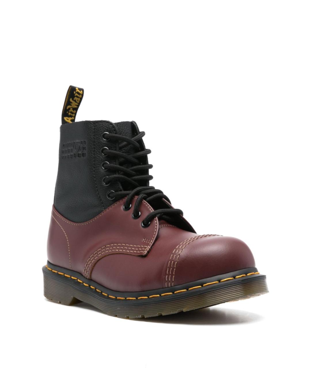 MM6 MAISON MARGIELA Бордовые кожаные ботинки, фото 2