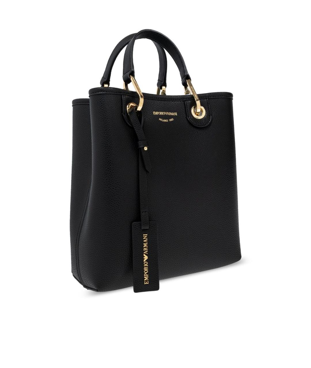 EMPORIO ARMANI Черная сумка тоут из искусственной кожи, фото 3