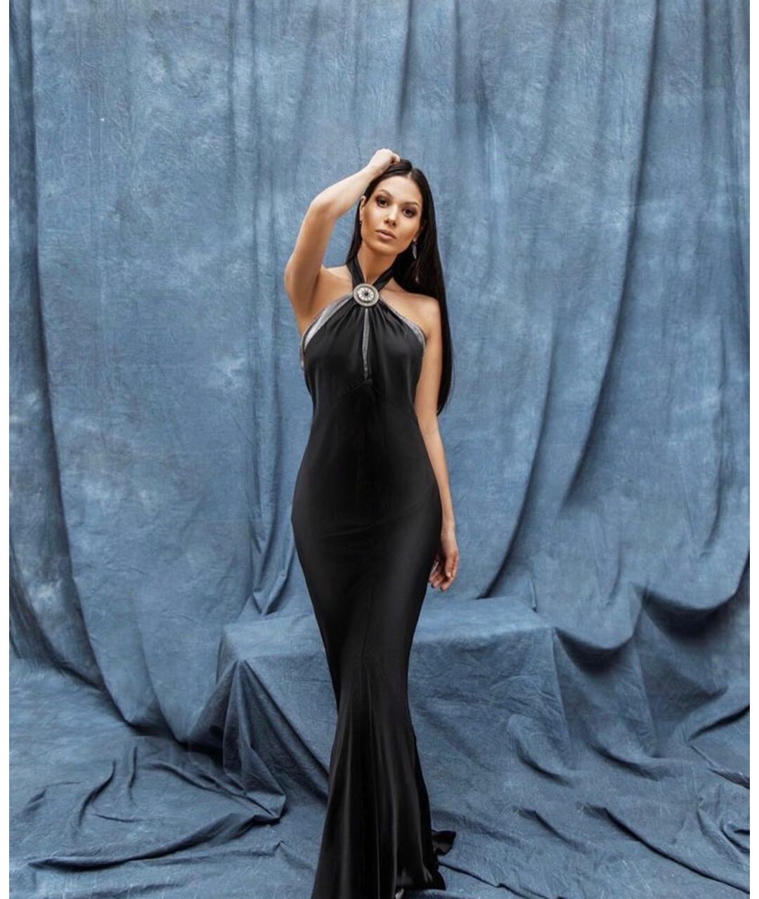 KARL LAGERFELD Черное шелковое вечернее платье, фото 2