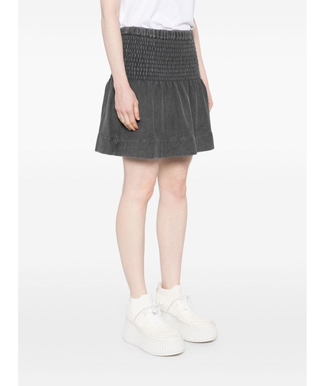 ISABEL MARANT ETOILE Серая хлопковая юбка мини, фото 3