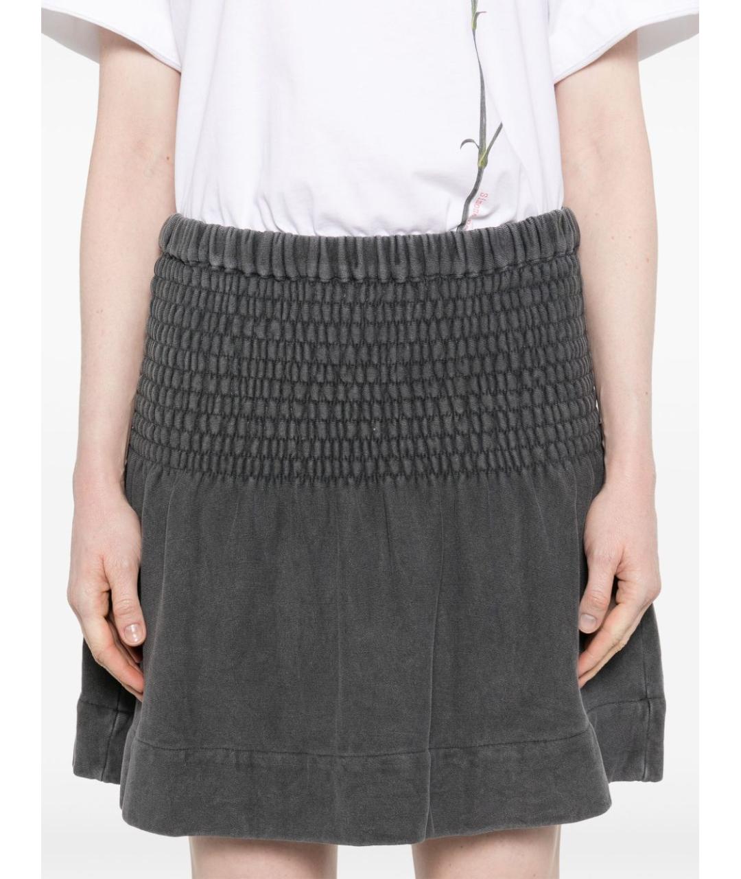 ISABEL MARANT ETOILE Серая хлопковая юбка мини, фото 2