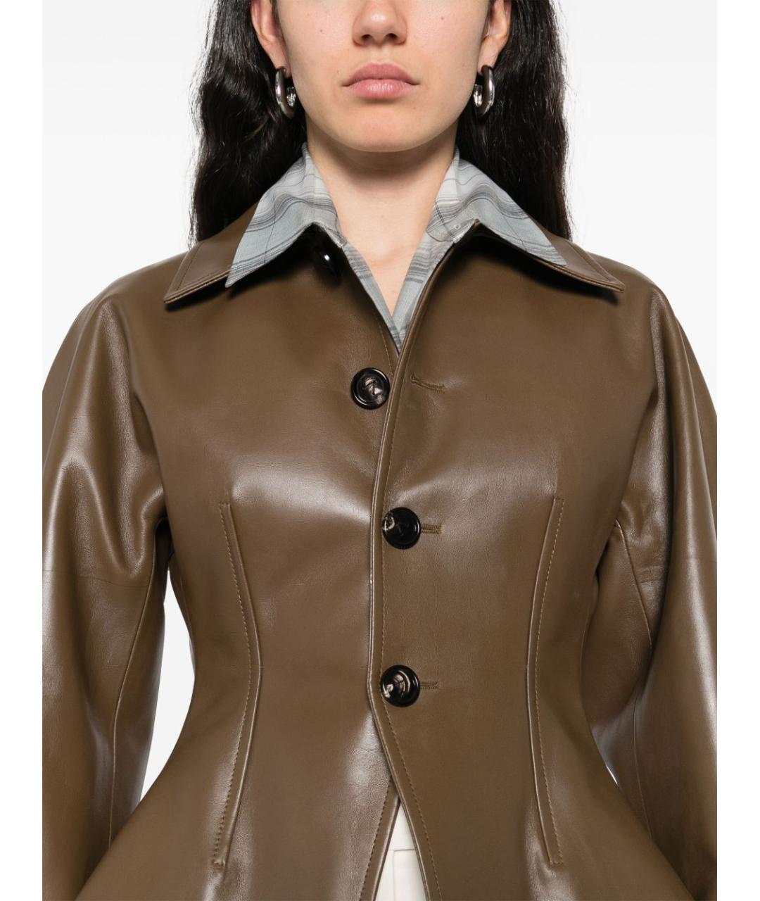 BOTTEGA VENETA Хаки кожаная куртка, фото 5