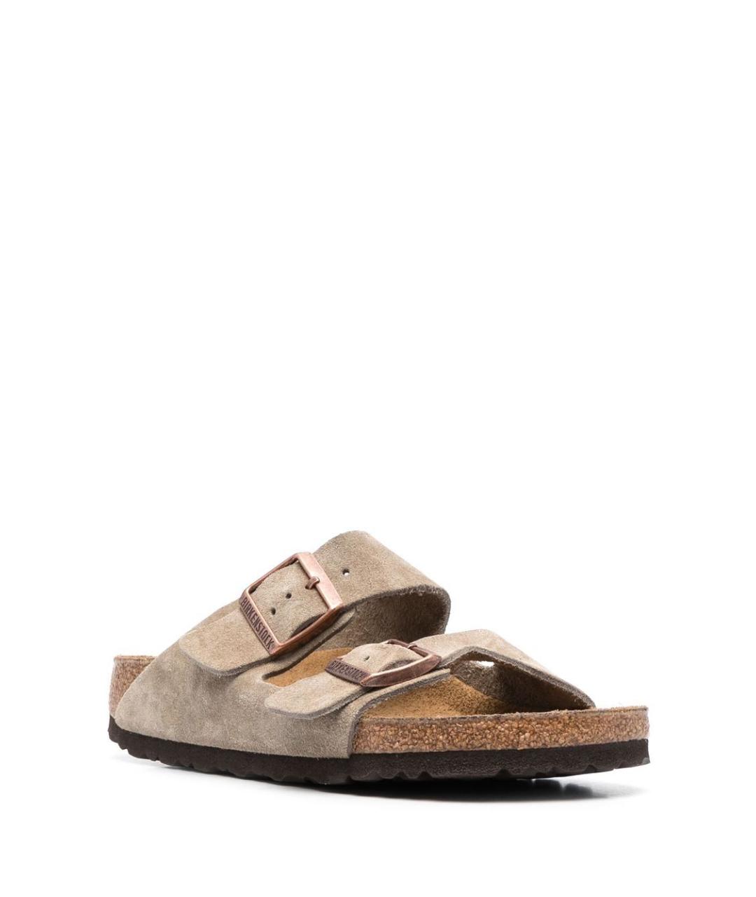 BIRKENSTOCK Бежевые замшевые шлепанцы, фото 3
