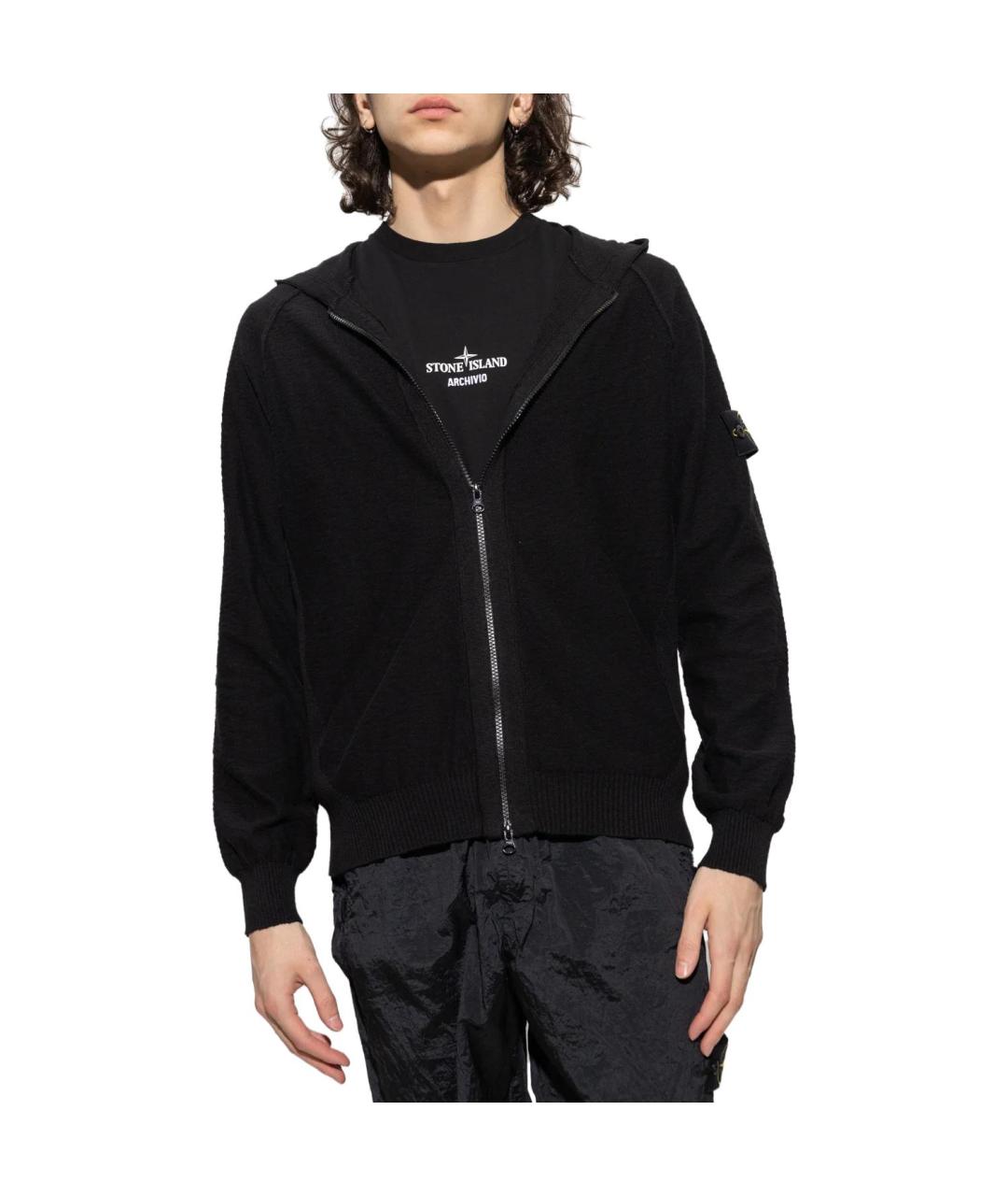 STONE ISLAND Черная хлопковая куртка, фото 2