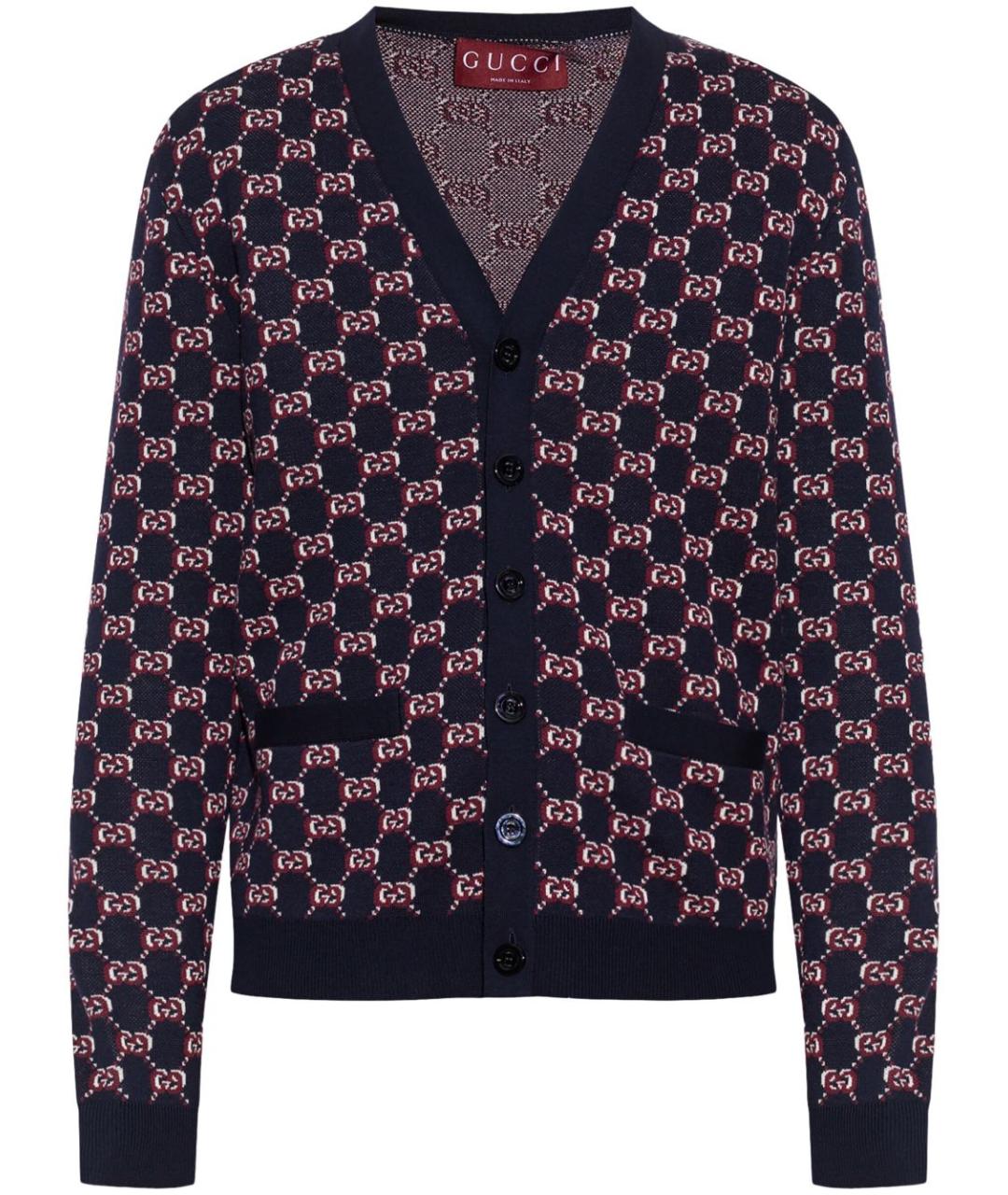 GUCCI Синий шерстяной кардиган, фото 1