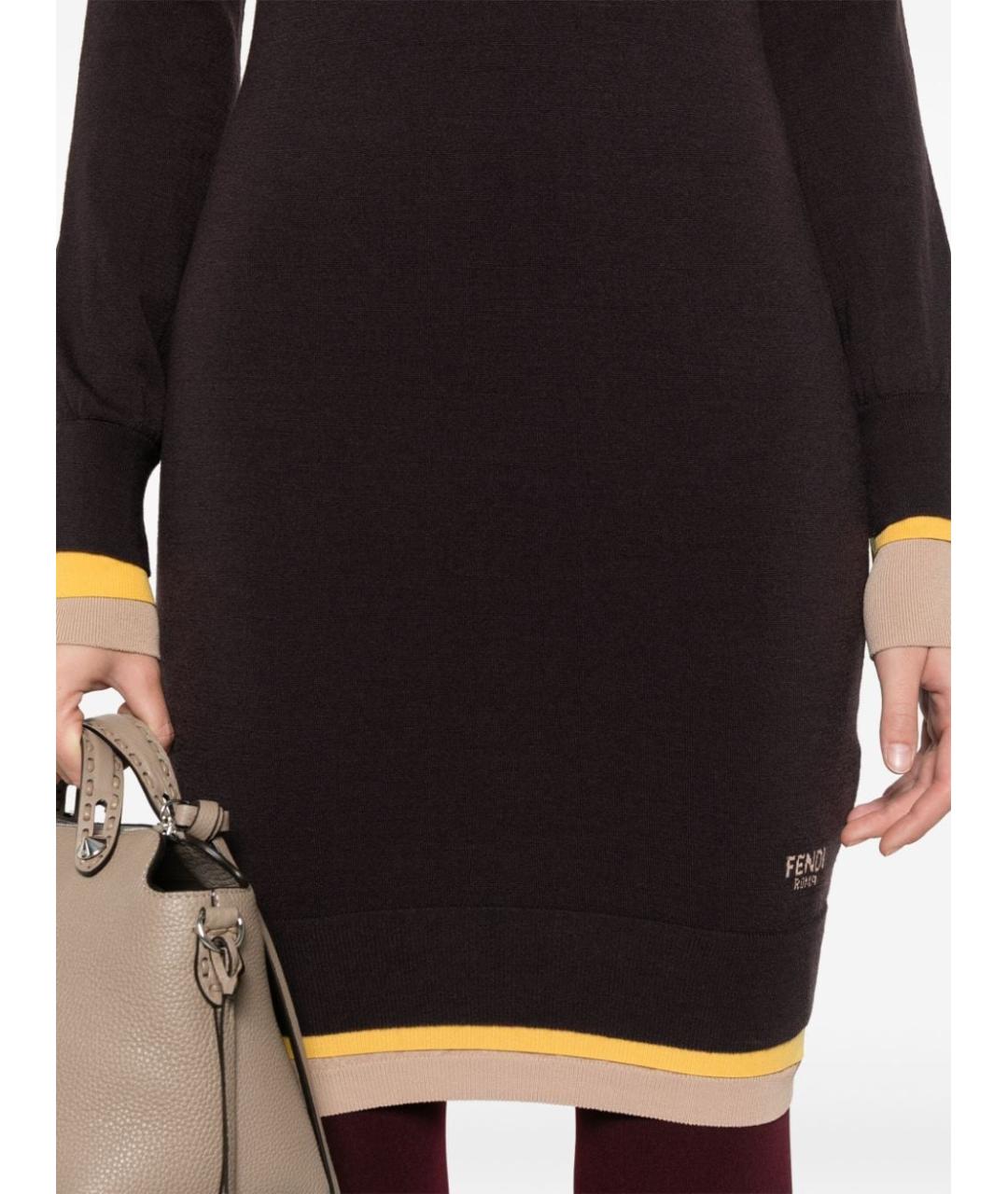 FENDI Фиолетовое шерстяное повседневное платье, фото 3